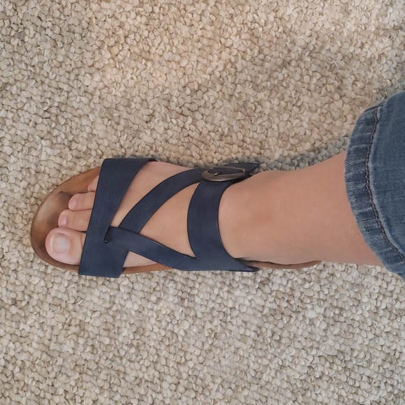 Euro Soft Blue Strappy Sandals with Buckle - Picture 5 of 6